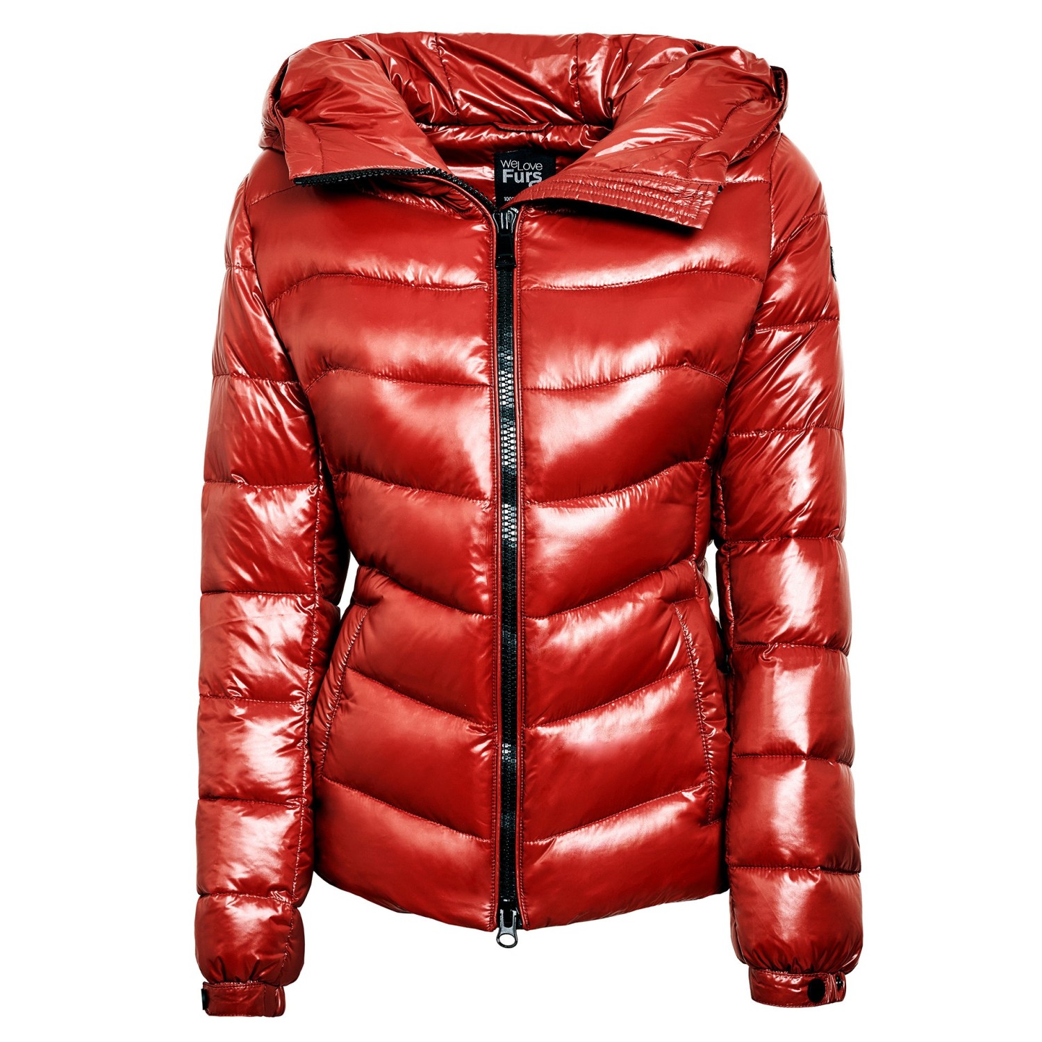 Puffer Jacket with Fur Hood „IceRed“