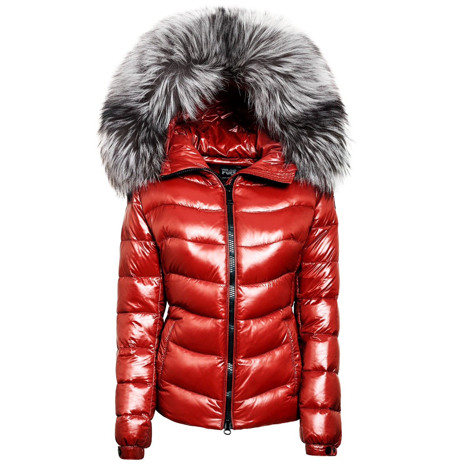 Puffer Jacket with Fur Hood „IceRed“