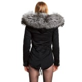 Raccoon Finnraccoon Winterjacket warm silvergrey Fur Hooded Coat  “Petite“ with XXL Fur We Love Furs