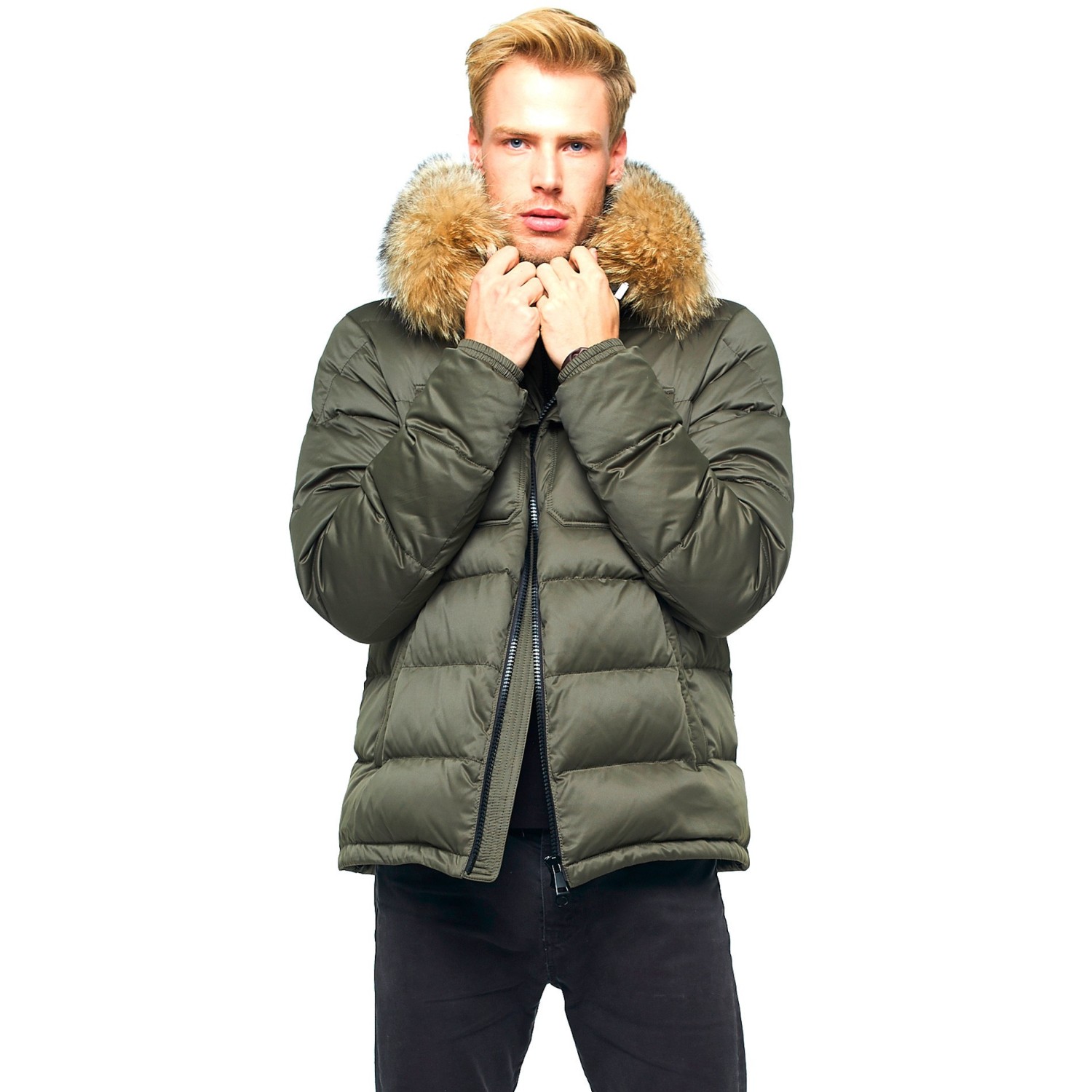 Winter Jacket Furhood Realfur Armystyle Armygreen Downjacket