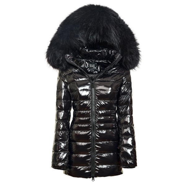 Black Fur hood Real Fur warm Winterjacket Downcoat We Love Furs