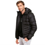 black Winter warm Men’s Down Jacket with Fur "CORPORAL" XXL Fur Collar
