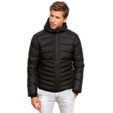black Winter warm Men’s Down Jacket with Fur "CORPORAL"Fur Collar
