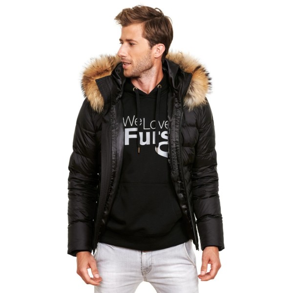 Puffer Jacket Fur Collar We Love Furs Downjacket Men black