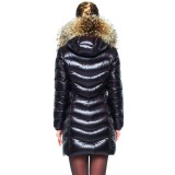 Realfur Woman Down Coat Winter coat  winter jacket with Fur Hood black