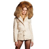 Jacket with Fur Hood "PETITE" in Cream, Parka, white, Realfur, welovefurs, Fur Collar