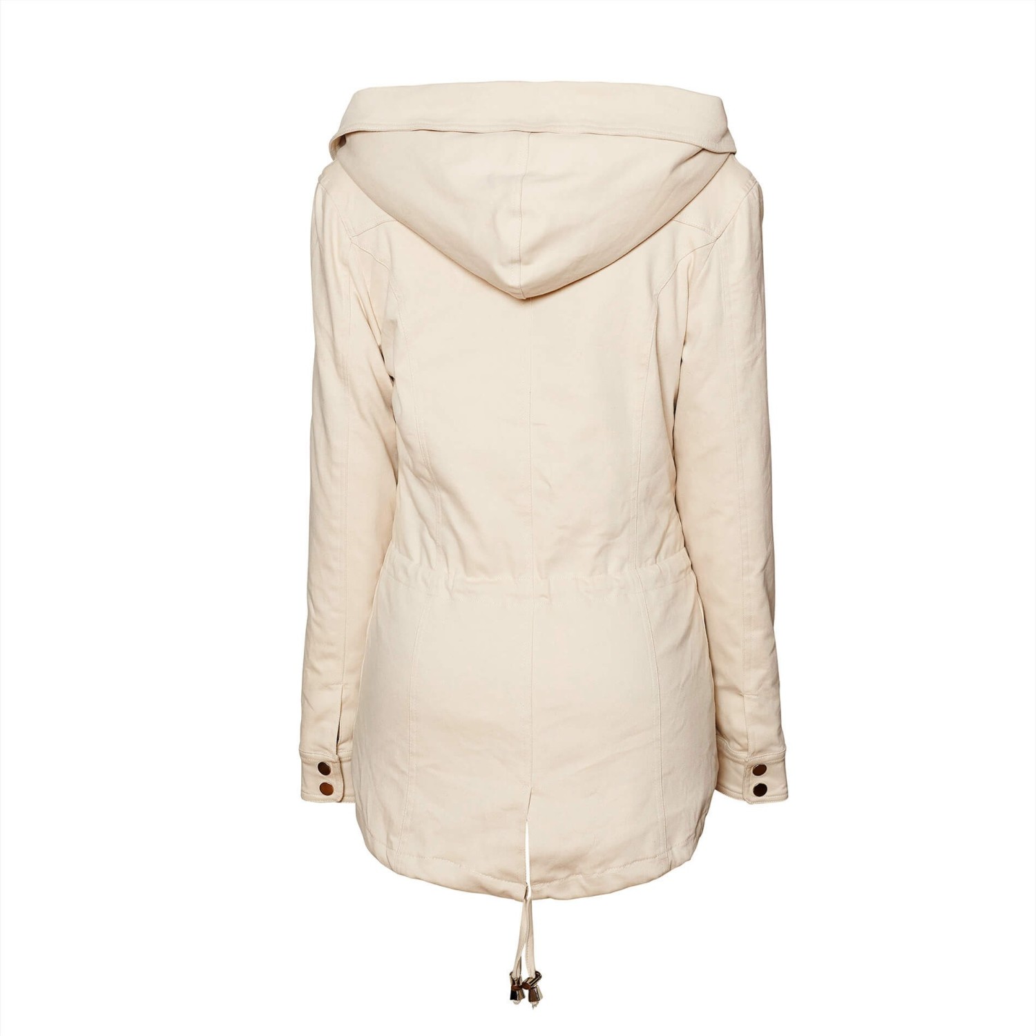 Jacket with Fur Hood "PETITE" in Cream, Parka, white, Realfur