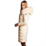 Long down coat with Fur Hood "IceWhite", white, Downcoat, welovefurs