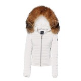 White jacket with fur “WhiteGold”, Downjacket,  Girlsjacket, Furjacket, cosy, Real Fur, Fur Collar, Fur Trim,