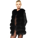Woman Real Fur Vest black Winterjacket wintercoat