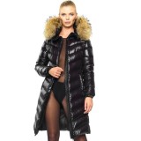 Realfur Ladies Downcoat Pufferjacket Black Wintercoat Winterjacket Woman