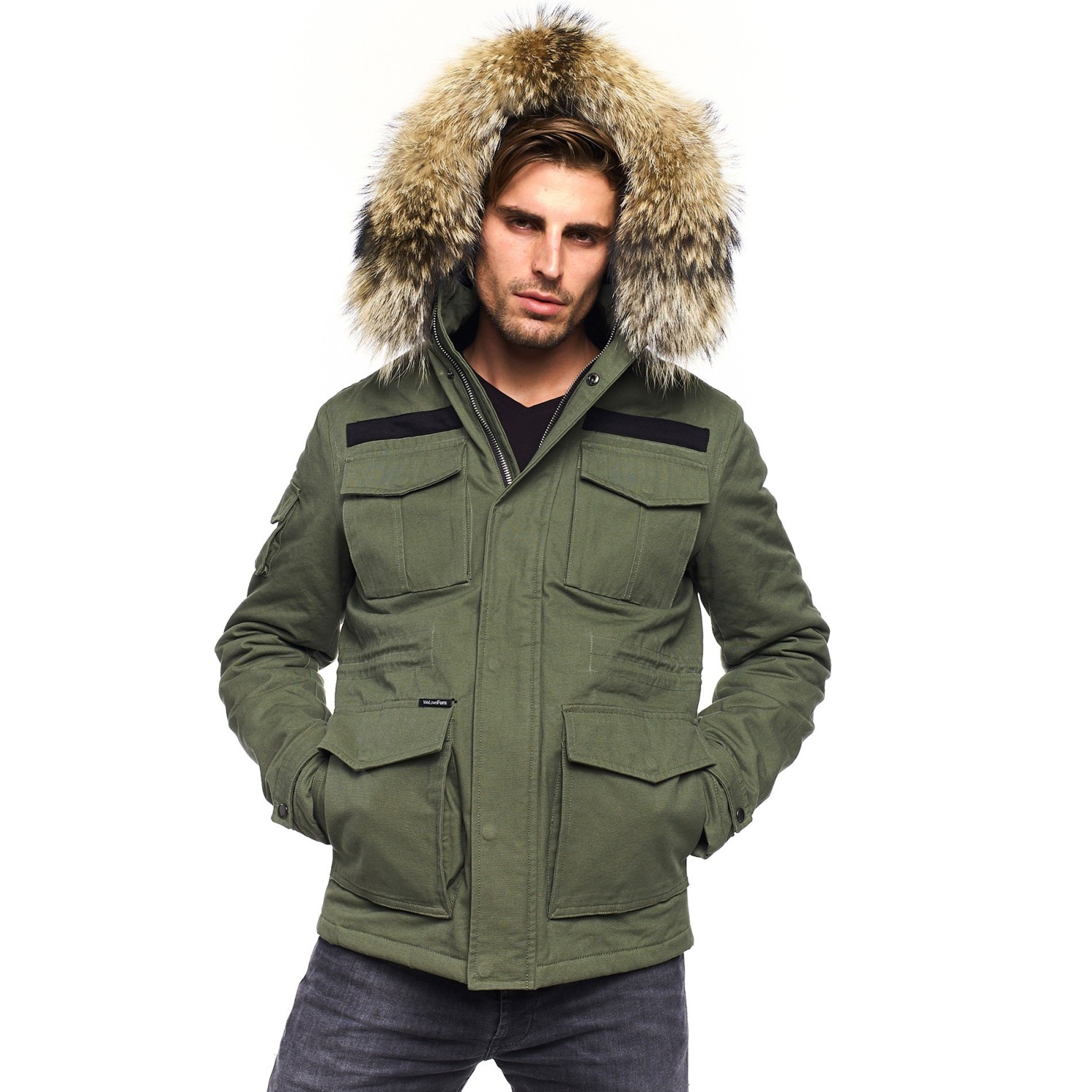 Men’s Army Jacket with fur