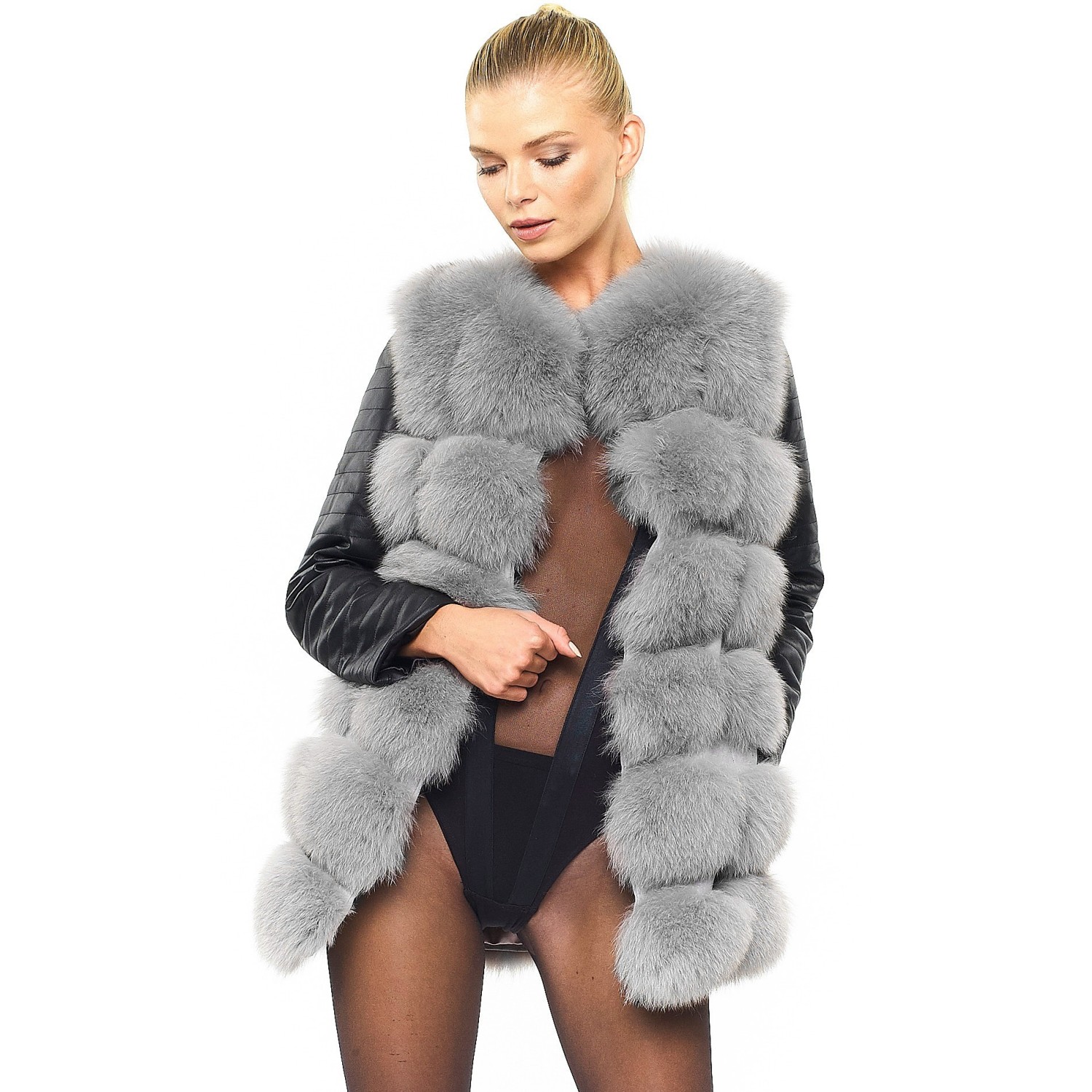 Real Fur Jacket with leather sleeves