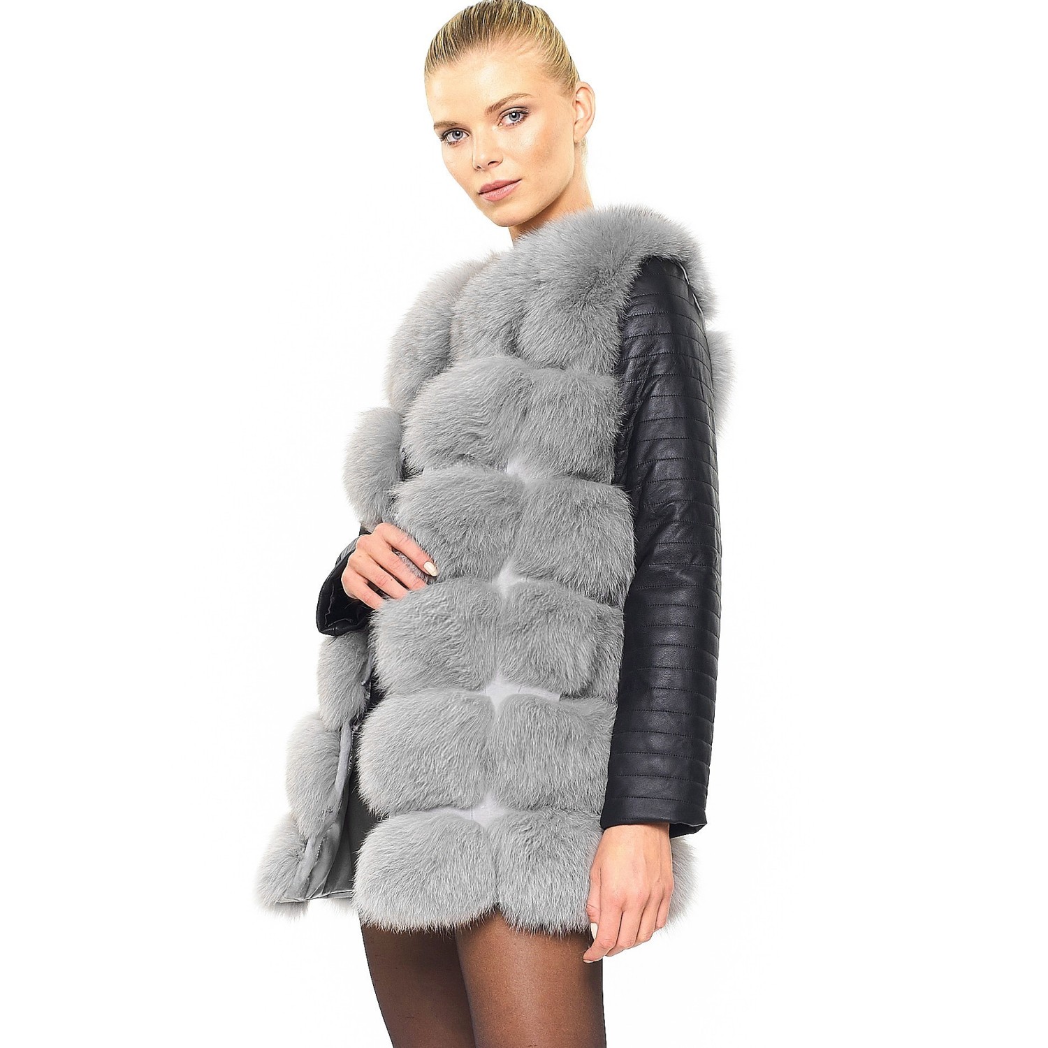 Real Fur Jacket with leather sleeves