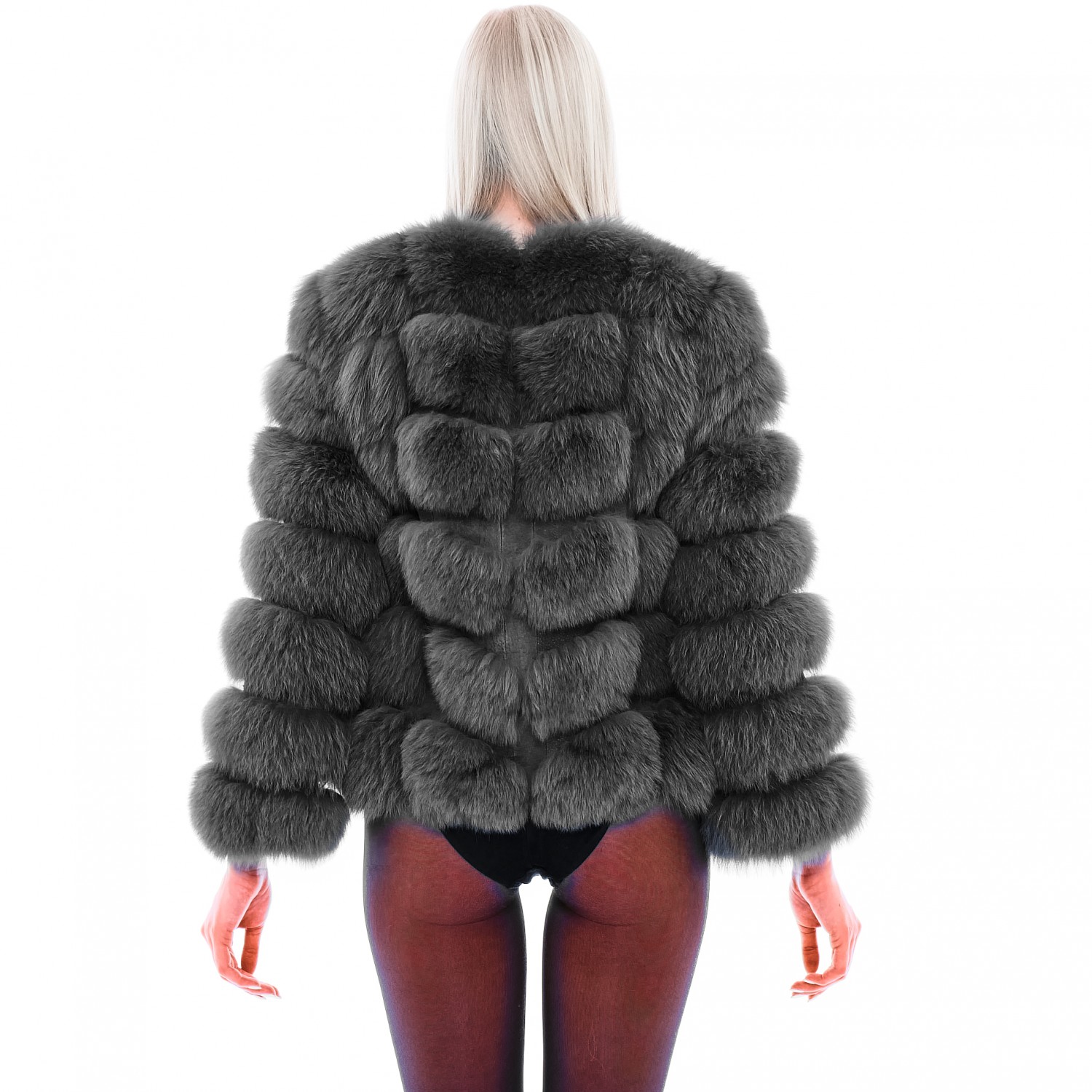 Short Fur Jacket Mini Vogue in grey, Ladiesvest, Girlsjacket, Furvest