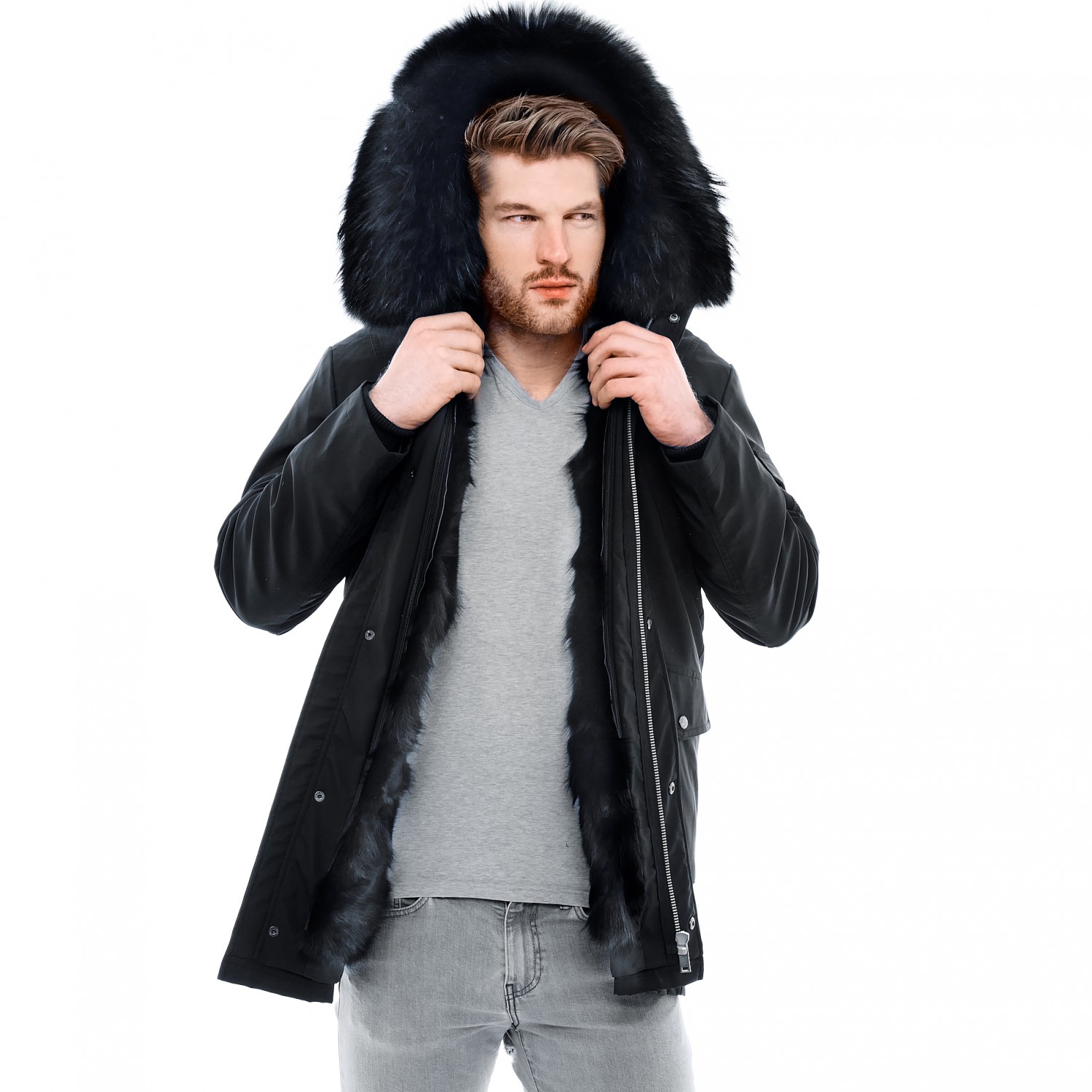 HOWON Mens Casual Sherpa Fleece Lined Jacket Warm Coat with Fur Collar
